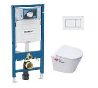 Pack WC Bati-support Geberit + WC Swiss Aqua Technologies sans bride + Abattant softclose + Plaque (Geb SAT Infinitio-K)