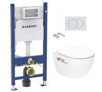 Pack WC Bâti support Geberit + WC Swiss Aqua Technologies Tornado sans bride + abattant SoftClose + plaque (TORNADOGEB3)