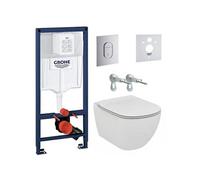 Pack WC bâti-support Ideal Standard Tesi Aquablade WC suspendu Abattant Slim Frein de Chute Plaque Arena Chrome