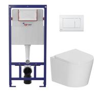 Pack WC bâti-support léger 112 cm ECO 2L Swiss Aqua Technologies + WC suspendu Ceramia + plaque blanc brillant (STECE14WT01-FR)