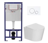 Pack WC bâti-support léger 112 cm ECO 2L Swiss Aqua Technologies + WC suspendu Ceramia + plaque blanc/chrome (STECE14WT04-FR)