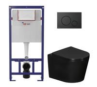 Pack WC bâti-support léger 112 cm ECO 2L Swiss Aqua Technologies + WC suspendu Ceramia + plaque noir mat (STECE14BMT01-FR)
