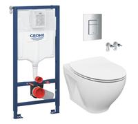 Pack WC Bâti-support Rapid SL + Cuvette sans bride Cersanit + Abattant SoftClose + Plaque chrome (RAPIDSL-MODUO)
