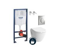Pack WC Bâti-support Rapid SL + Cuvette Vitra S50 + Abattant softclose + Plaque chrome (GROHE-S50softclose-2)