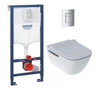 Pack WC Bâti-support Rapid SL+ Cuvette WC suspendu Geberit Smyle Square + Plaque de commande WC Skate Cosmopolitan