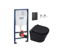 Pack WC bâti-support Rapid SL Infinitio Sans Bride Noir Mat Abattant Softclose Plaque Noire Mat