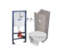 Pack WC bâti-support Rapid SL + WC Porcher sans bride + Abattant + Plaque + Set d'habillage (RapidSL-PorcherRimless-sabo)