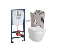 Pack WC Bâti-support Rapid SL + WC sans bride + abattant soft close + Plaque de commande WC Skate Cosmopolitan + Set habillage