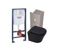 Pack WC bâti-support Rapid SL SAT Infinitio Noir Mat Abattant Frein de Chute Plaque Chrome Set Habillage