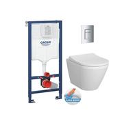Pack WC Bâti-support Rapid SL + Vitra Integra WC sans bride + abattant soft close + Plaque de commande WC Skate Cosmopolitan