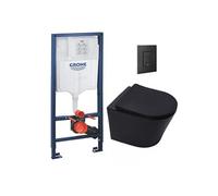 Pack WC bâti-support Rapid SL WC Infinitio Noir Mat Sans Bride Abattant Softclose Plaque Noire Mat