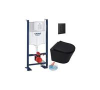 pack wc bâti-support rapid sl + wc infinitio sans bride noir mat + abattant softclose + plaque noire mat
