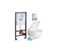 pack wc bâti-support rapid sl + wc sans bride avec fonction bidet thermostatique + plaque chrome (rapidsl-satclean-1)