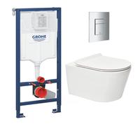 Pack WC Bâti-support Rapid SL + WC sans bride Brevis + Abattant softclose + Plaque chrome (RapidSL-Brevis-1-SP)