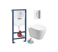 Pack WC Bâti-support Rapid SL + WC sans bride Infinitio + Abattant softclose + Plaque Chrome (RapidSL-Infinitio-8)