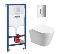 Pack WC Bâti-support Rapid SL + WC sans bride Infinitio + Abattant softclose + Plaque Chrome (RapidSL-Infinitio-8)