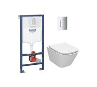 Pack WC bâti-support Rapid SL WC Sans Bride Roca Gap Abattant Slim Softclose Plaque Chrome RAPIDSL GAP-1