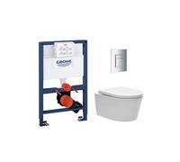 Pack WC Bâti-support Rapid SL + WC sans bride SAT Brevis + Plaque Chrome (RapidSL082-Brevis-1)