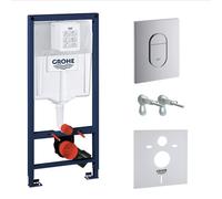 Pack WC Bâti-support Rapid SL + WC sans bride SAT, fixations invisibles + Plaque chrome (ARENABLSAT)