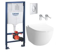 Pack WC Bâti support Rapid SL + WC sans bride Vitra Sento + Abattant softclose + Plaque chrome (Grohe-Sentorimless-2)