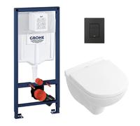 Pack WC Bâti-support RapidSL + Cuvette suspendue + Abattant + Plaque Noir mat (RAPIDSL-O.NOVO49-KF0)