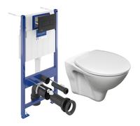 Pack WC Bâti-support sol mur Villeroy & Boch + WC suspendu Jika Neo + Abattant thermoplastique + Plaque noire (VCNSLPRO4)