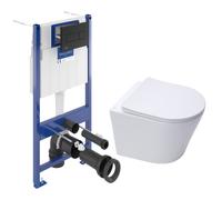 Pack WC Bâti-support sol mur + WC SAT Infinitio sans bride + Abattant SoftClose + Plaque noire (VCNINFI4)