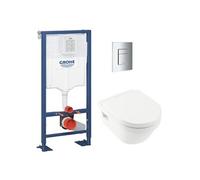 Pack WC bâti-support Solido Cuvette Sans Bride Abattant Plaque Chrome AUTOPORTANT ARCHI4-1