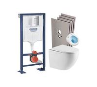 SOLIDO Pack Bâti-support + WC suspendu + Plaque chrome + Set de montage (AUTOPORTANT-FUSIONTQ-1-SABO)