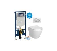 pack wc bâti-support up720 extra-plat + wc sans bride integra avec fixations invisibles + abattant softclose + plaque blanche
