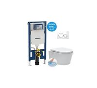 pack wc bâti-support up720 extra-plat + wc sat sans bride fixations invisibles + abattant + plaque blanche (slim-satrimless-c)