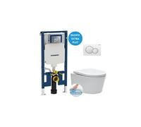 pack wc bâti-support up720 extraplat + wc sat sans bride fixations invisibles + abattant + plaque blanche slim-satrimless-b