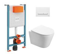 Pack WC Bâti-support V-Fix Core + WC SAT Infinitio sans bride + Plaque Blanc brillant