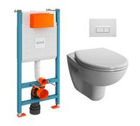 Pack WC Bâti-support V-Fix + WC sans bride Vitra Normus + Abattant SoftClose + Plaque, Blanc Brillant (V-FixNormusRimless-1)