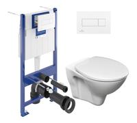 Pack WC Bâti-support Viconnect Villeroy & Boch + WC suspendu Jika Neo + Abattant + Plaque blanche (ViConnectS-LinePro-2)