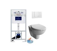 Pack WC Bâti-support Viconnect + WC sans bride Vitra Normus + Abattant softclose + Plaque blanche