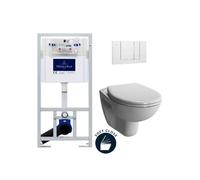 Pack WC Bâti-support Viconnect + WC suspendu Normus + Abattant frein de chute + Plaque blanche (ViConnectNormus-2)