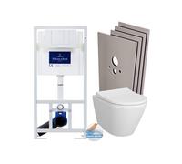 Pack WC Bâti-support + WC sans bride Integra, fixations invisibles + Abattant frein de chute + Set habillage