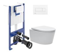 Pack WC Bâti-support + WC sans bride Swiss Aqua Technologies + Plaque blanche + Set d'isolation phonique