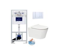 Pack WC Bâti-support + WC SAT Brevis sans bride et fixations invisibles + Plaque chrome