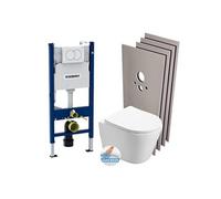Pack WC Bati-support Geberit + WC Swiss Aqua Technologies sans bride + Abattant softlcose + Plaque + Set habillage
