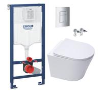 Pack WC Bâti-support + WC SAT sans bride, fixation invisible + Plaque chrome (RapidSL-Infinitio-1-DE)