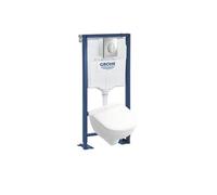 Pack WC compact VILLEROY ET BOCH O.novo avec abattant + bâti-support GROHE + plaque Chrome