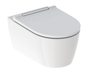 Pack WC Geberit ONE - à fond creux - turboflush - 37x54cm - Abattant WC - plan de couverture brillant chromé - KeraTect - blanc brillant 500.202.01.1