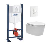 Pack WC Rapid SL autoportant + cuvette sans bride SAT, fixations cachées + plaque Skate Air blanche (PROSAT3)