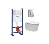 Pack WC Rapid SL autoportant + cuvette sans bride SAT, fixations cachées + plaque Skate Air chrome (ProjectSATrimless-2)