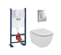 Pack WC Rapid SL autoportant + WC sans bride AquaBlade + Abattant slim softclose + Plaque chrome + Set isolation phonique