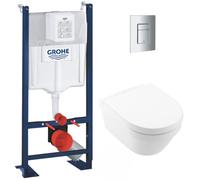 Pack WC Rapid SL autoportant + WC sans bride Architectura, fixations invisibles + Plaque chrome (ProjectArchi3-1-SP)