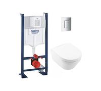 Pack WC Rapid SL autoportant + WC sans bride Architectura, fixations invisibles + Plaque chrome (ProjectArchi3-1)