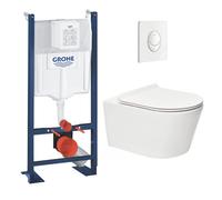 Pack WC Rapid SL autoportant + WC sans bride SAT Brevis + Abattant ultra-fin SoftClose + Plaque blanche (ProjectBrevis-3-SP)